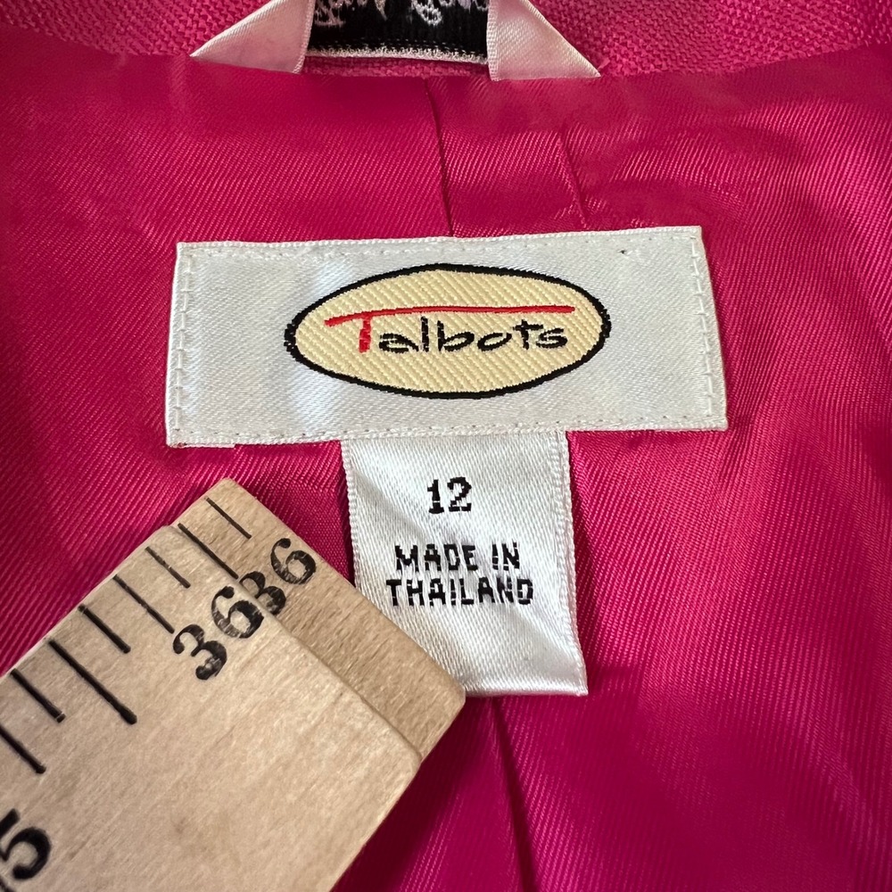 Talbots Blazer Womens 12 Fuschia Pink Irish Linen Colorful Jacket Wedding Summer - Picture 3 of 16